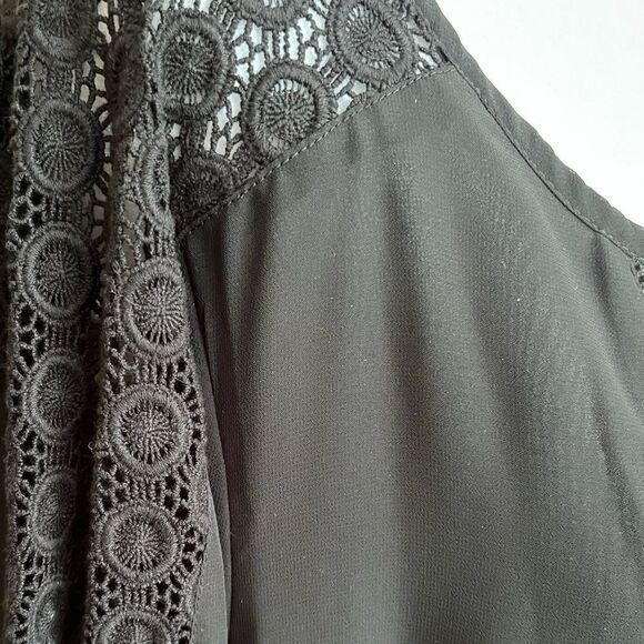 Sheer Charter Club blouse with crochet accents - Picture 4 of 5